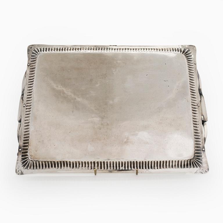 A silver tray, Saint Petersburg 1826. Unidentified maker's mark, Cyrillic M.F.