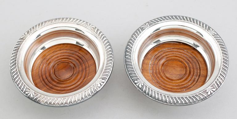 COASTERS, 2 par, pläter, England, 1800-/1900-tal.