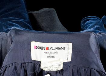 A blue velvet coat by Yves Saint Laurent, from the Russian collection.