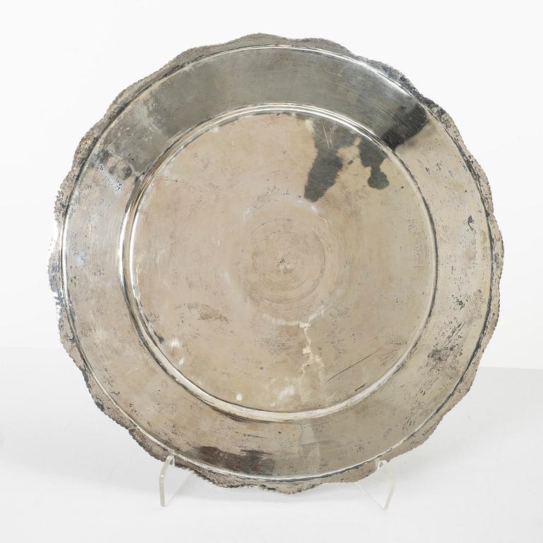 Two Persian silver trays, 20th century.