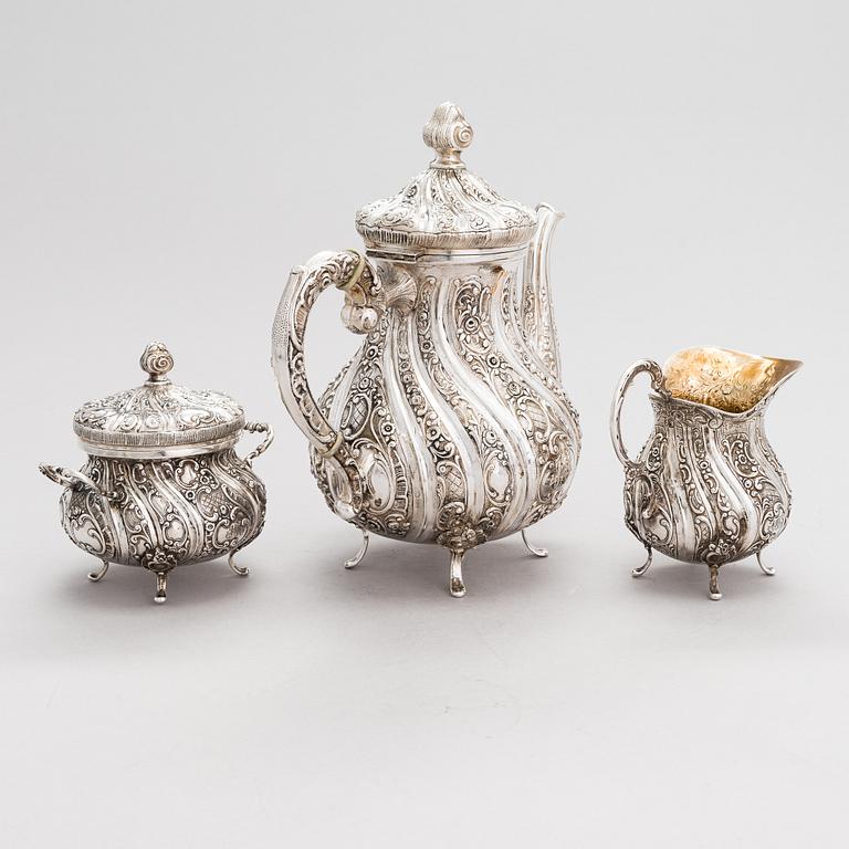 A three-piece silver coffee set, Finnish control marks 1966.