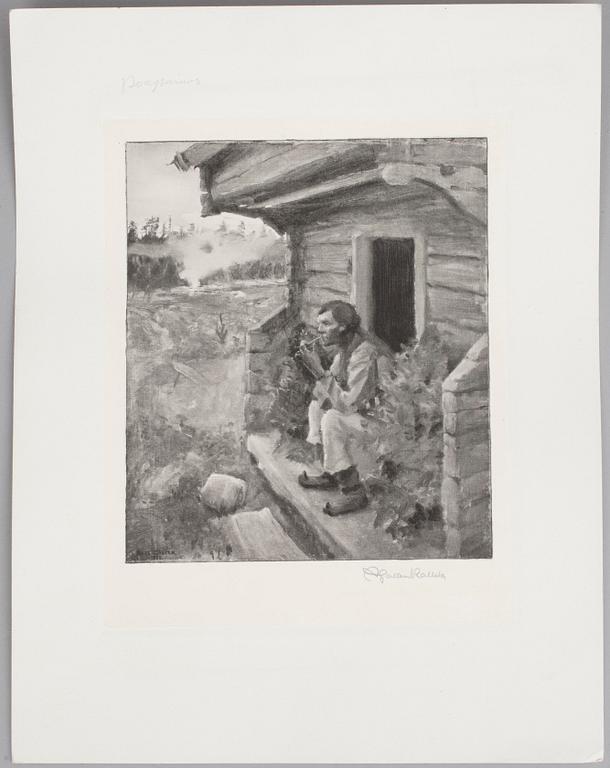 AKSELI GALLEN-KALLELA, 2 st. heliogravyrer, signerade.