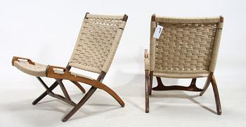 FÄLLSTOLAR, ett par, kopia efter Hans Wegners "Folding Chair", 1960-tal.