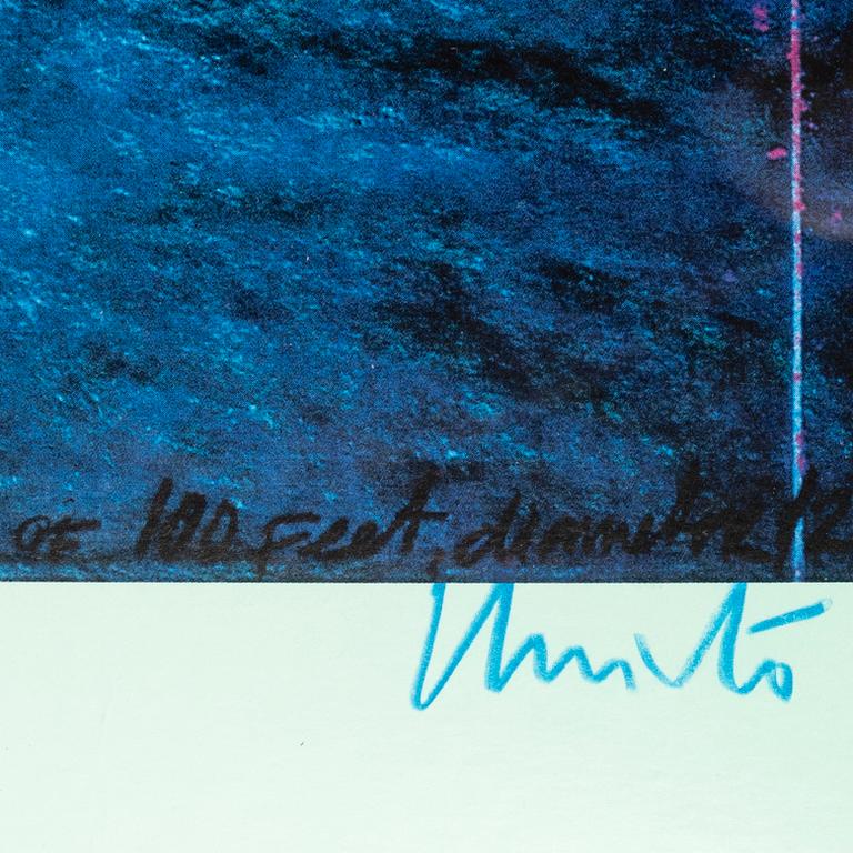 Christo & Jeanne-Claude, offset in colours, with textile application, signed.
