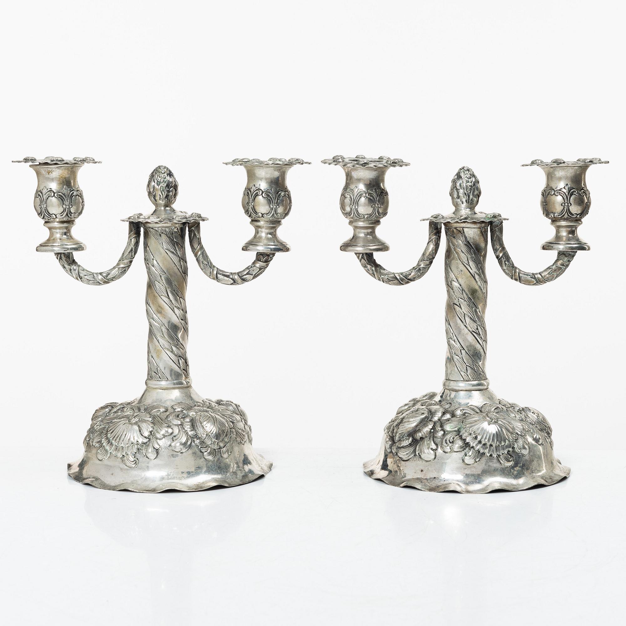 Kandelabrar, ett par, silver, barockstil, Tyskland 1900-tal.