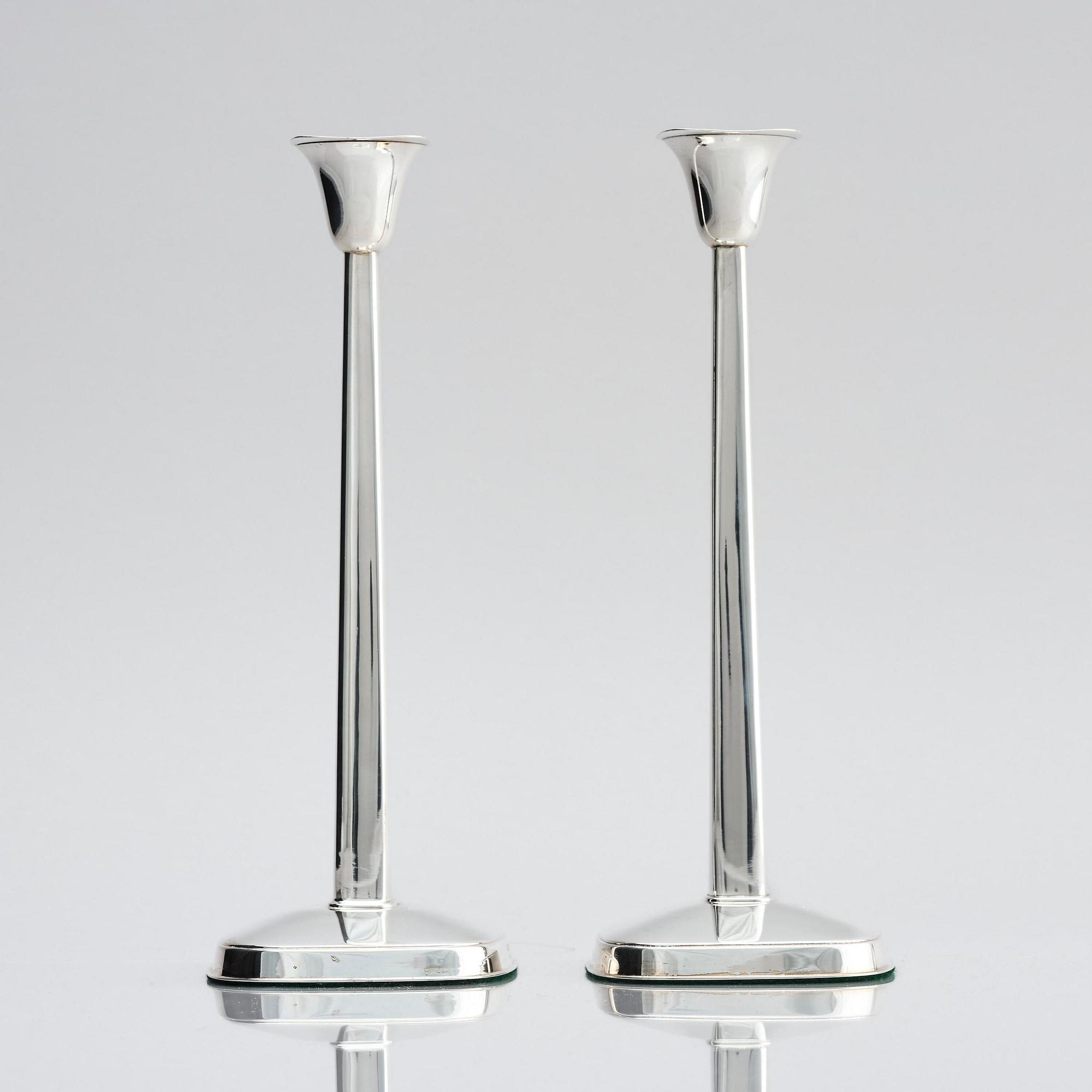 Sven-Arne Gillgren, a paif of silver candelsticks, design Sven-Arne Gillgren, company Guldsmedsaktiebolaget, Stockholm 1965.