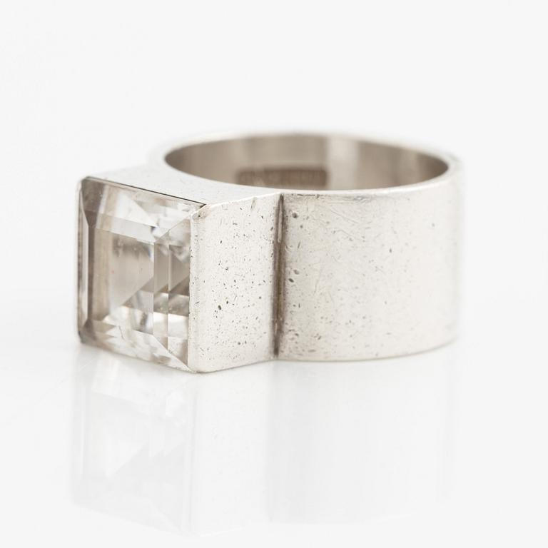 Wiwen Nilsson, ring, silver with step-cut rock crystal, Lund 1974.