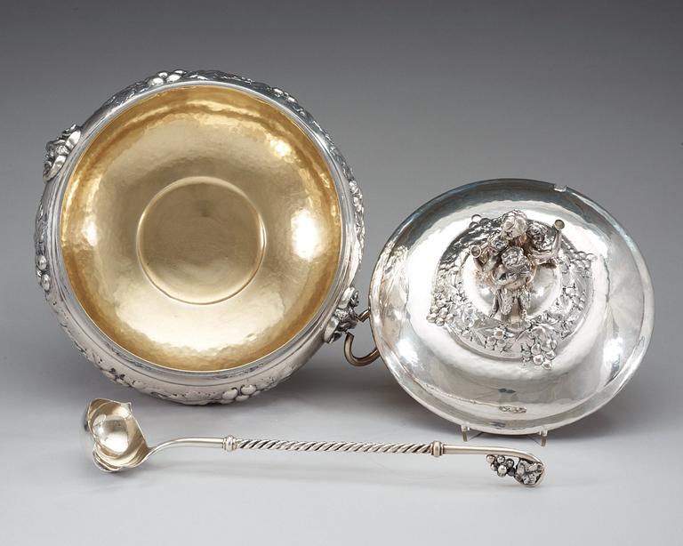 A Norwegian early 20th century parcel-gilt punsh-bowl, makers mark of M. Aase.