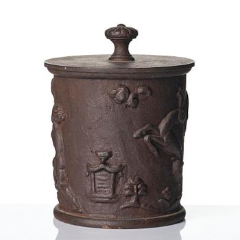 Carl Elmberg, a ”Tobaksburk N:r 1” tobacco jar with lid, Näfveqvarns bruk.