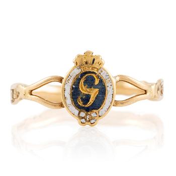 376. Revolution ring, King Gustav III, gold and enamel.