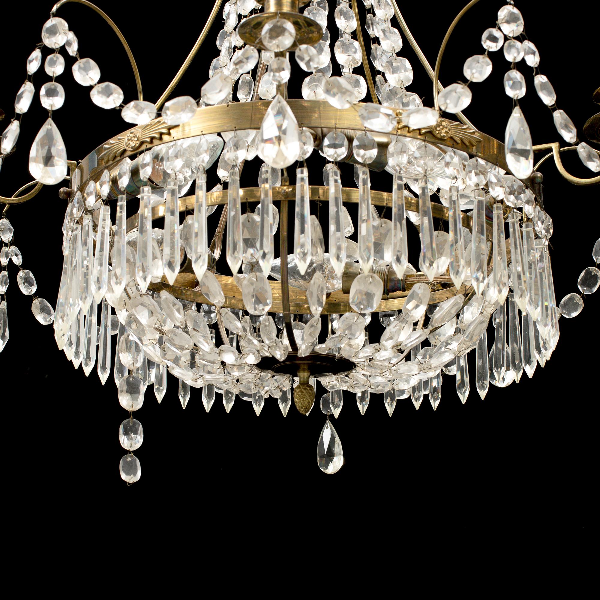 A Gustavian style chandelier, mid 20th Century.