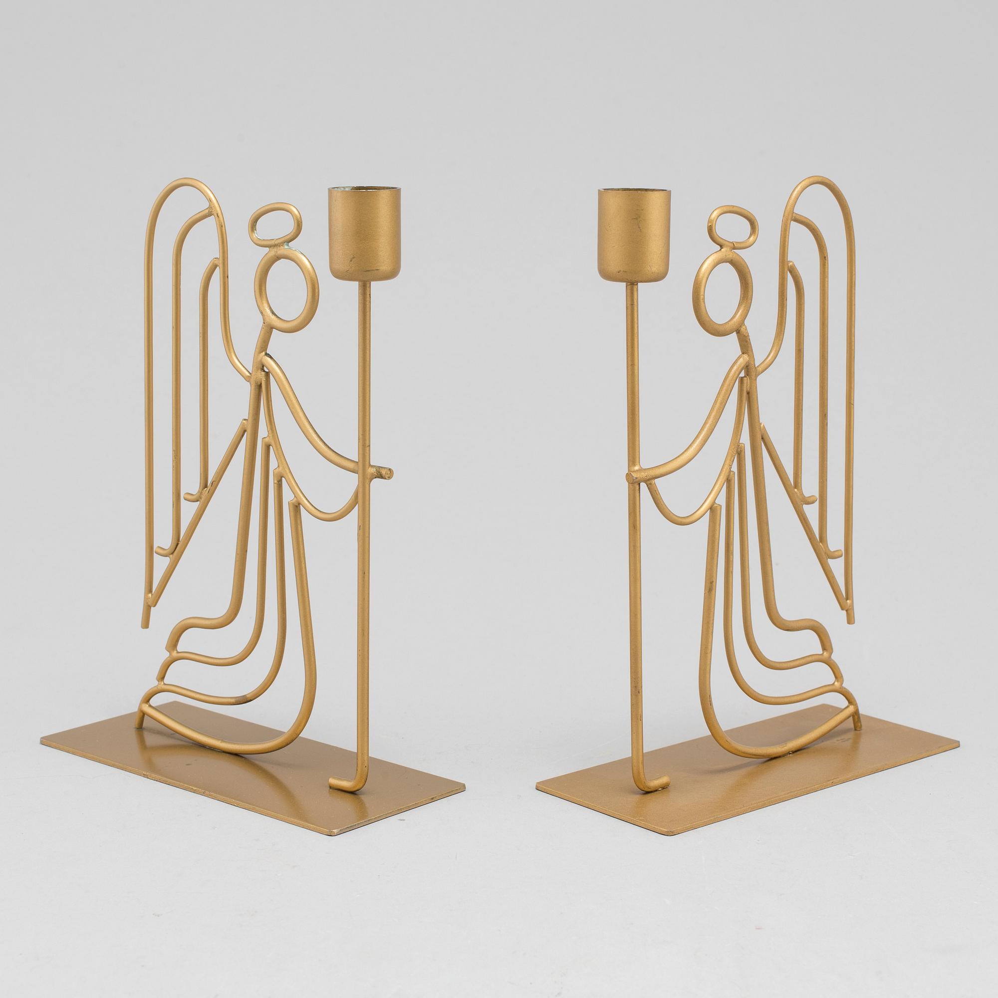 GUNNAR ANDER, ljusstakar, ett par, Ystad metall, 1960-tal.