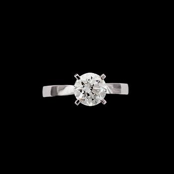 1077. A brilliant cut diamond, app. 1.50 cts, ring.