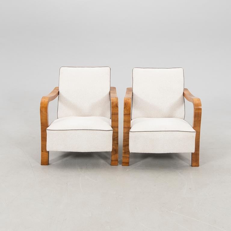 Armchairs/Easy Chairs, a pair of Art Deco, first half of the 20th century.