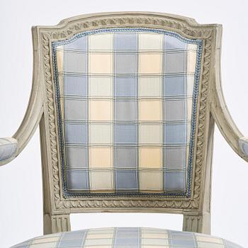 A pair of late Gustavian open armchairs by J. E. Höglander (master in Stockholm 1777-1813).