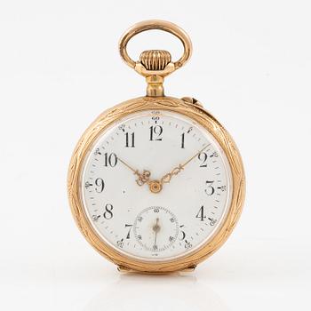 Pocket watch, 14K gold, with stand, 33.5 mm.