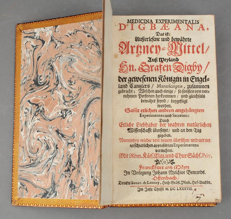KENELM DIGBY, Medicina Experimentalis Digbaeana...Arznen-Mittel.., Frankfurt/Offenbach 1687.