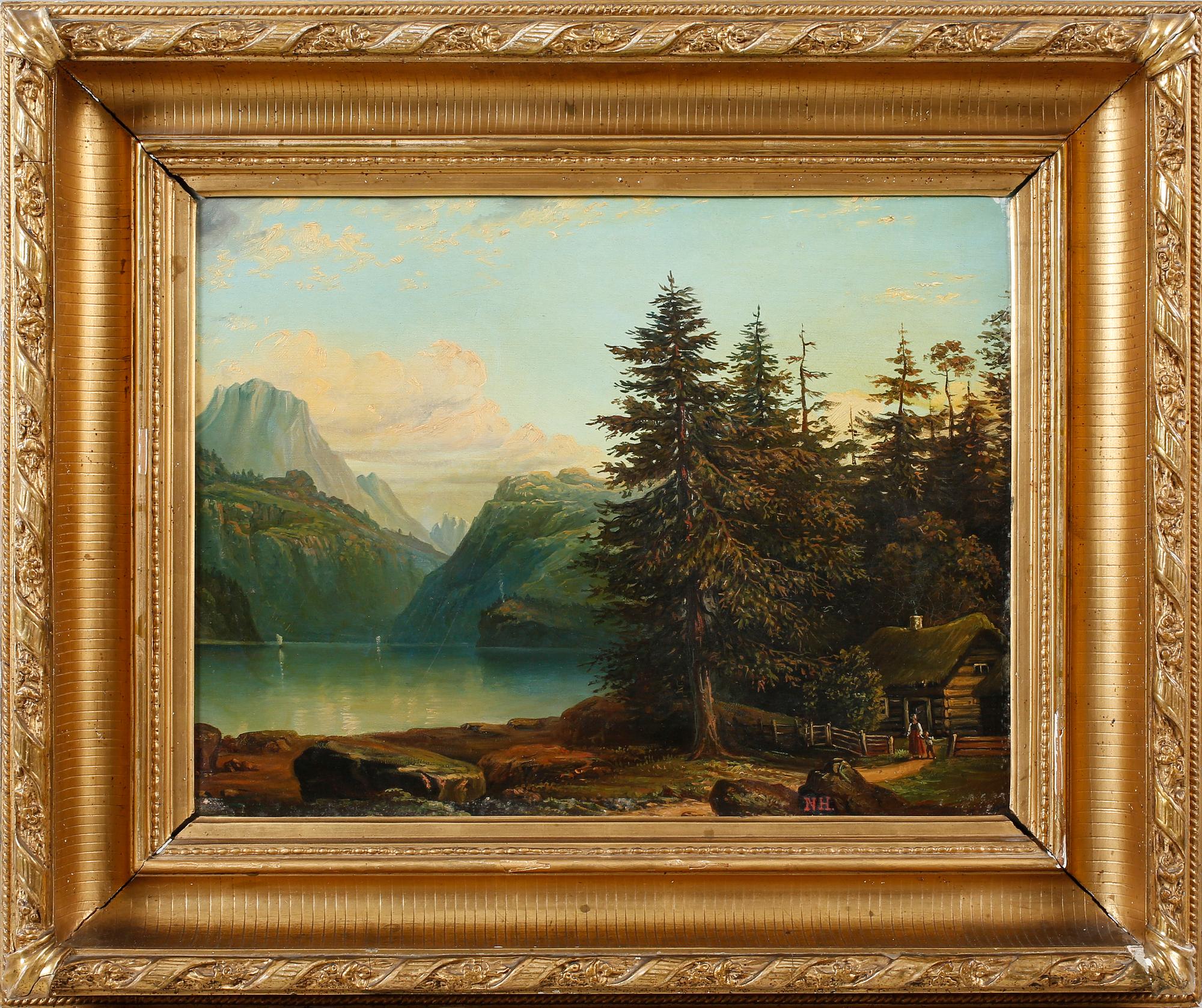 UNIDENTIFIED PAINTER, oil on canvas, signed NH.
