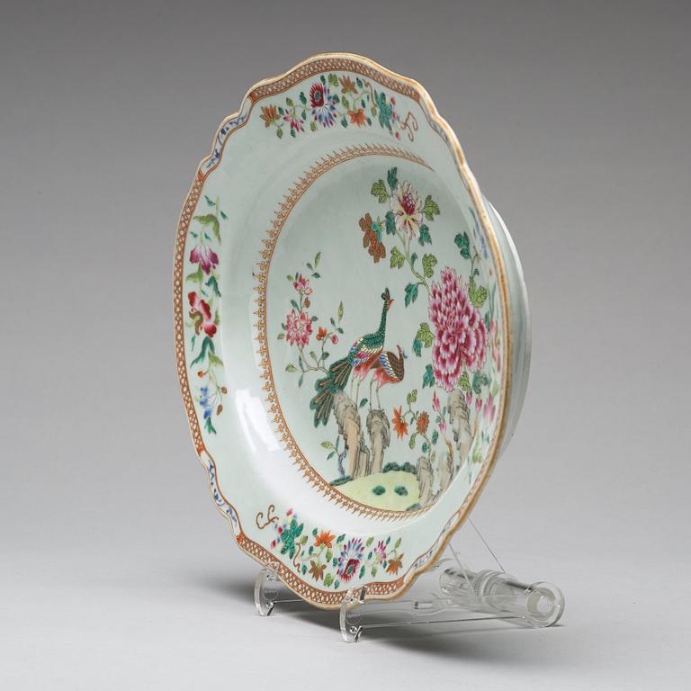 A double peacock tureen stand, Qing dynasty, Qianlong (1736-95).