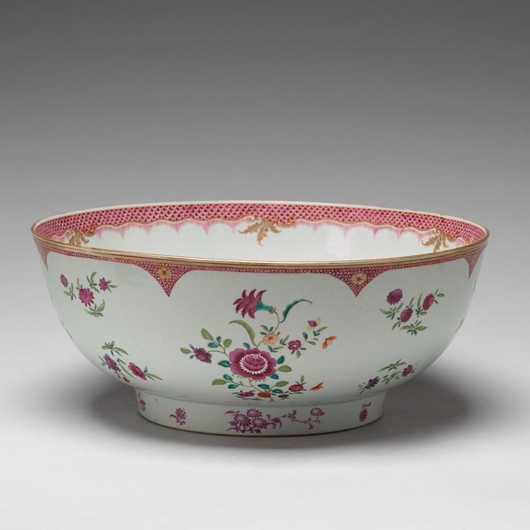 A massive famille rose punch bowl, Qing dynasty, Qianlong (1736-95).