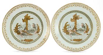 A pair of Grisaille dishes, Presumably Samson, 19th Century.