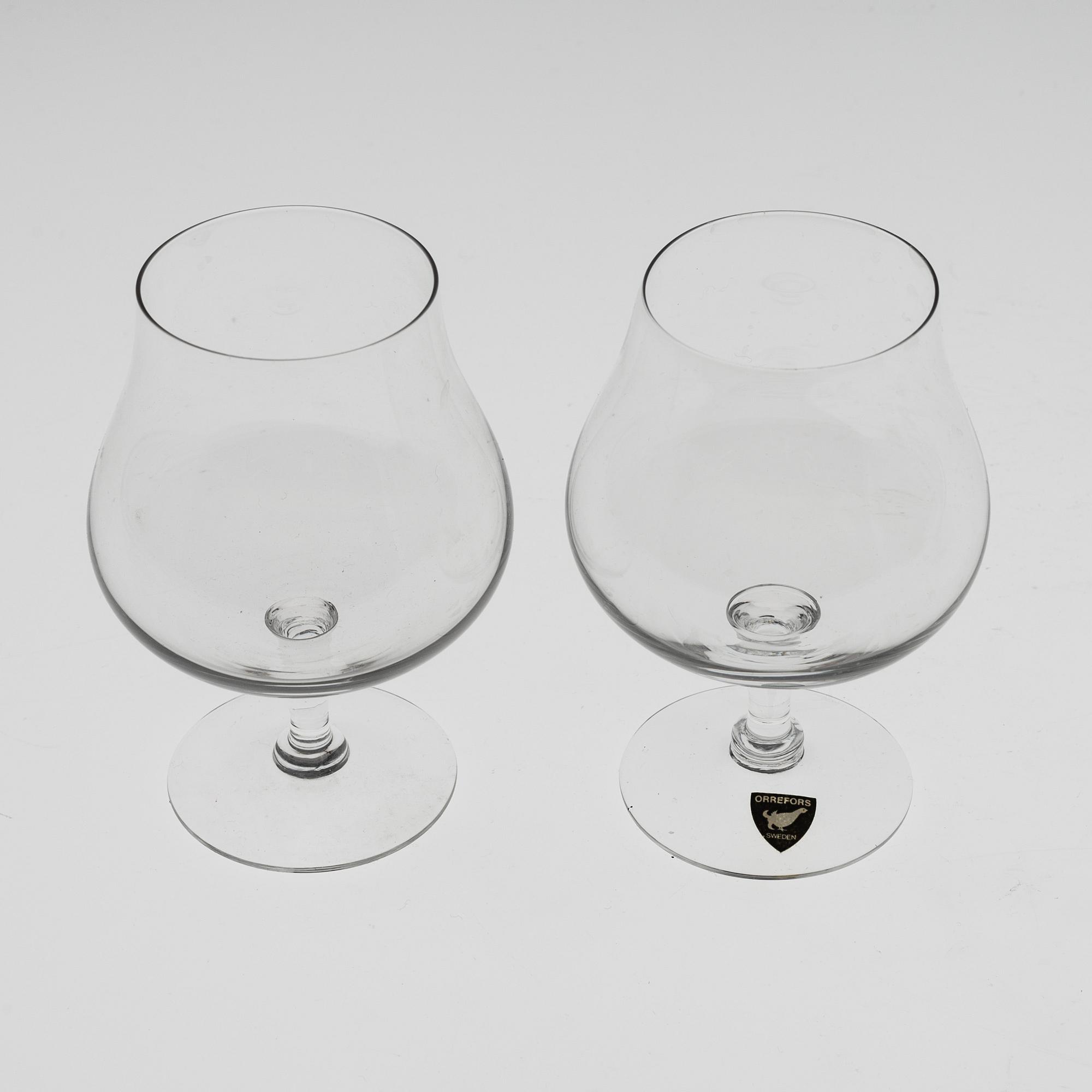 ORREFORS, konjakskupor, 16 st, glas, 1900-talets sista kvartal.