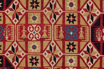 TÄCKE, rölakan, ca 190,5-193 x 115-116 cm, Skåne 1800-talets förra hälft, broderad signatur KPD 1822.