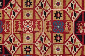 A BEDCOVER, flat weave,  ca 190,5-193 x 115-116 cm, Scania first half of the 19th century,