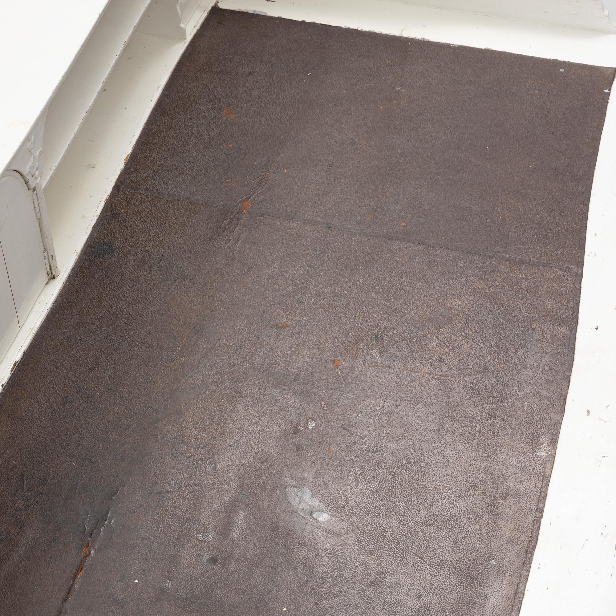 A painted rococo writing desk, mid 18th Century with later parts.