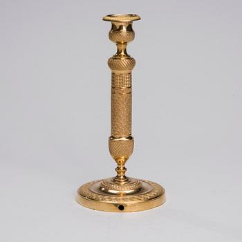 LJUSSTAKE, empire, brännförgylld mässing, 1800-talets början.