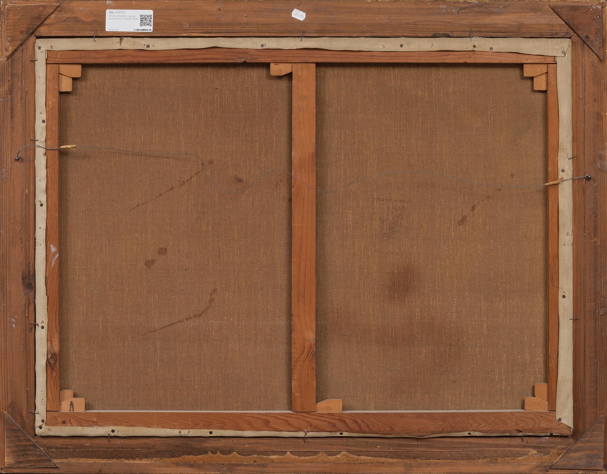 ANTON GENBERG, olja på duk, signerad o daterad 1906.