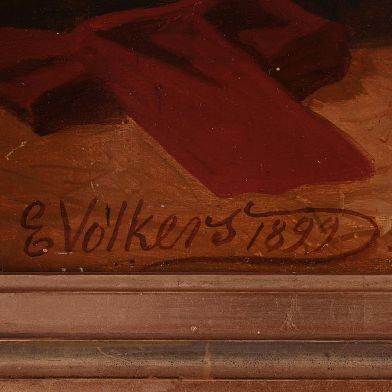 EMIL VOLKERS, olja på pannå, sign o dat 1899.