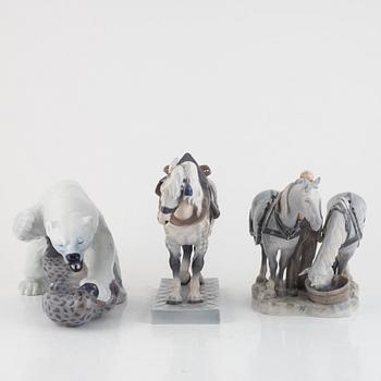Three Danish porcelain figurines.
