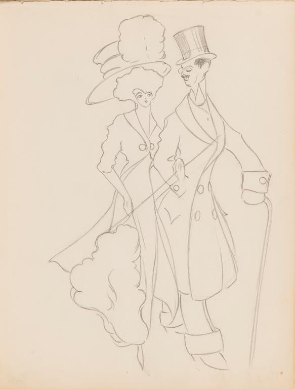 CARL JENSEN-CARLÉN, a scetch book with drawings, mixed media, 27 pages, partially signed C.C.