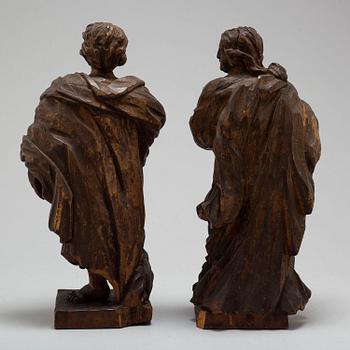 Two wooden sculptures, 18th / 19th century.