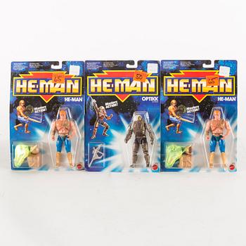 HE-MAN, 12 stycken actionfigurer i förpackning, Mattel, 1988.