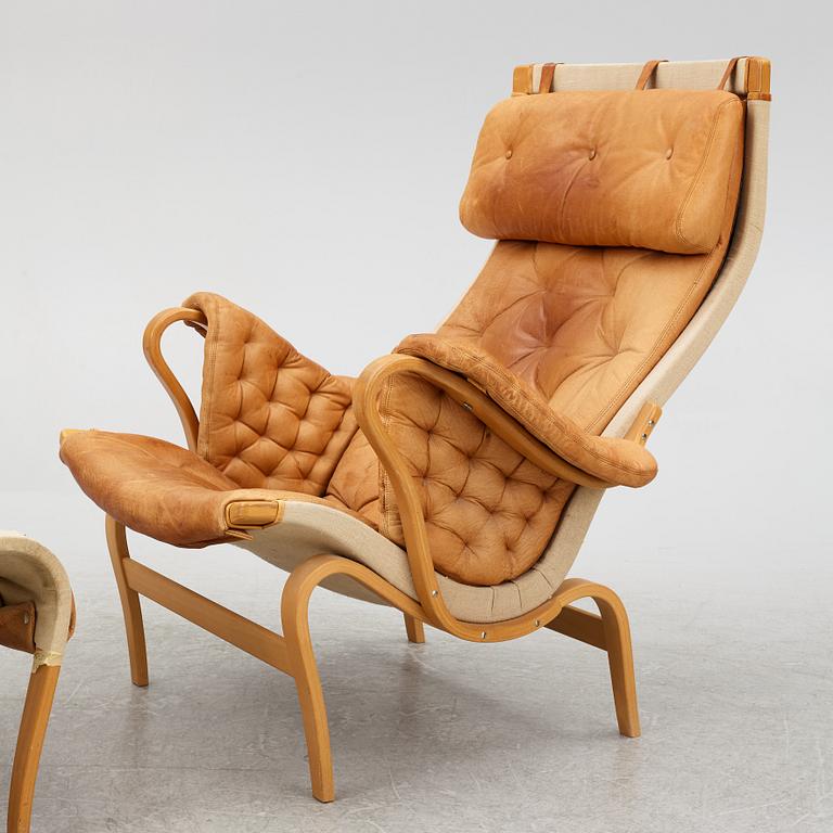 Bruno Mathsson, fåtölj med fotpall, "Pernilla", Dux.