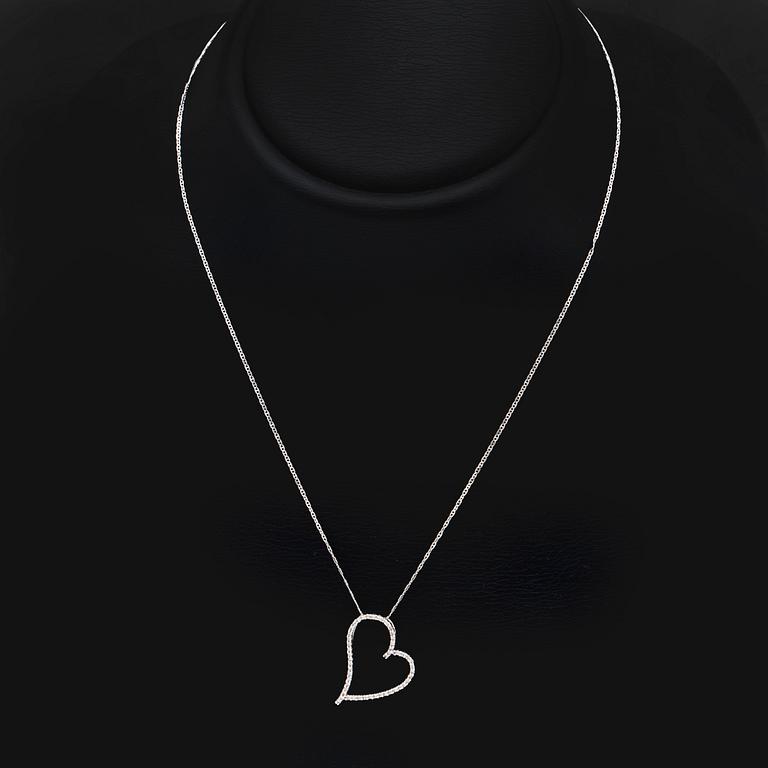 Pendant and chain, 14K whitegold brilliant-cut Diamonds, total length approx 48 cm.