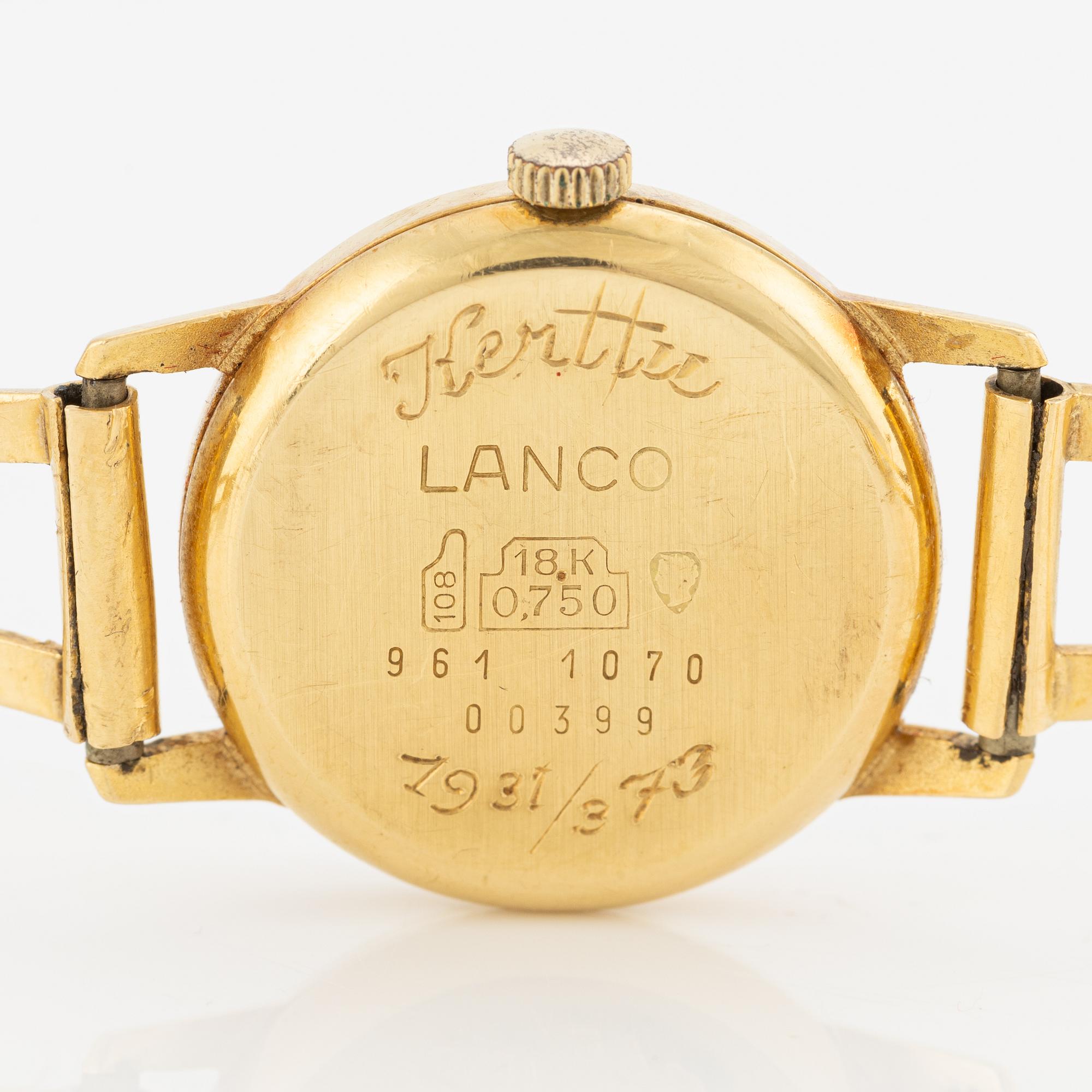Lanco, wristwatch, 18K gold, 22 mm.