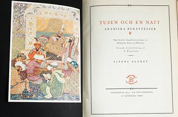 TUSEN OCH EN NATT, 4 vol, övers. av S. Franzén, ill. av Schultz-Wettel, Stockholm 1927.