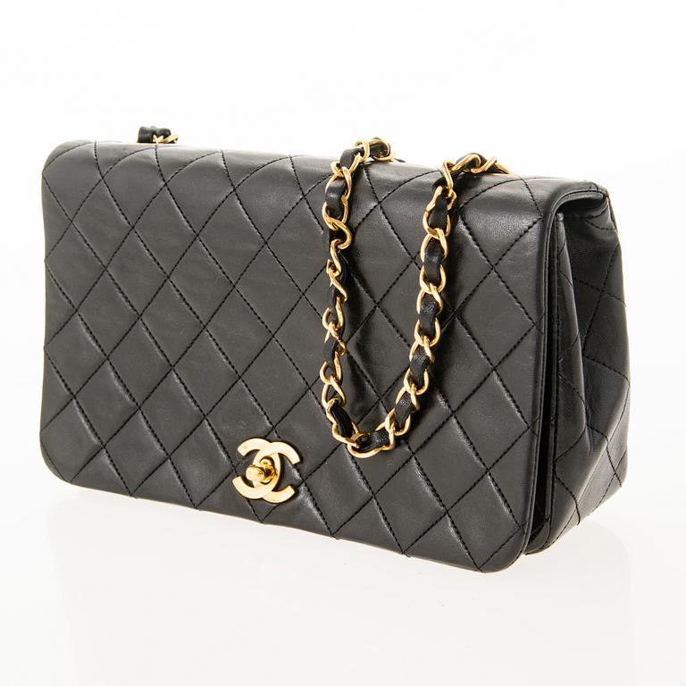 CHANEL Black Lambskin Single Full Flap Bag.