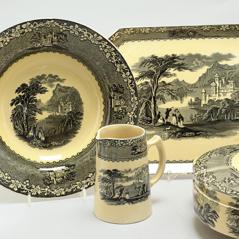43 items of table ware in earthenware, model "Jenny Lind 1795" by Royal Staffordshire Pottery England, 20th century.