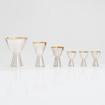 Tapio Wirkkala, pikareita, 6 kpl, hopeaa, TW 329, Kultakeskus, Hämeenlinna 1960-70-luku.