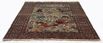 A pictoral Kashan 'Mohtasham' rug, central Persia (Iran), c. 218 x 141 cm.