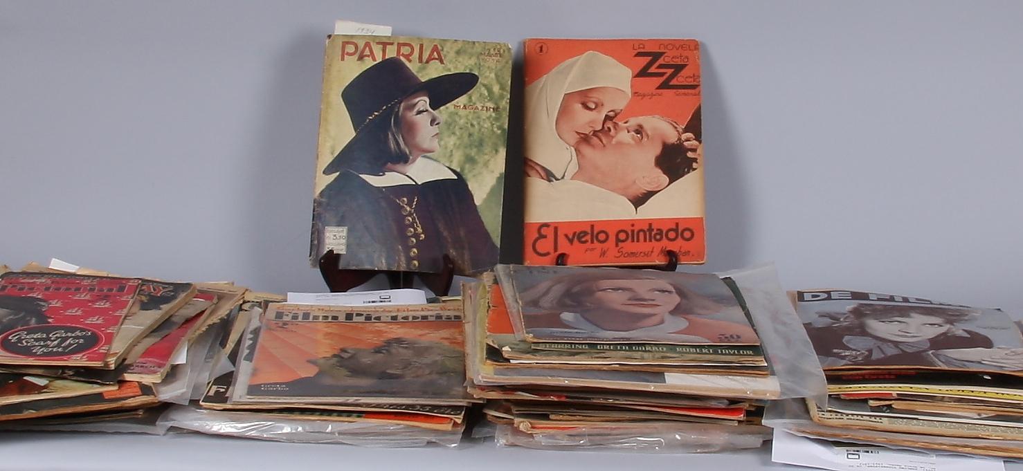 SAMLING TIDSKRIFTER, ca 120 st, om Greta Garbo, 1923-1972.