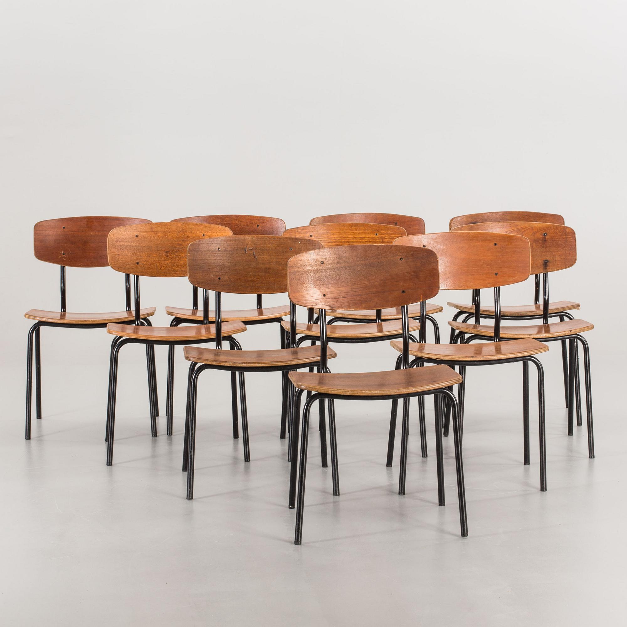 10 PCS OF CHAIRS, Denmark second half of the 20th century.
