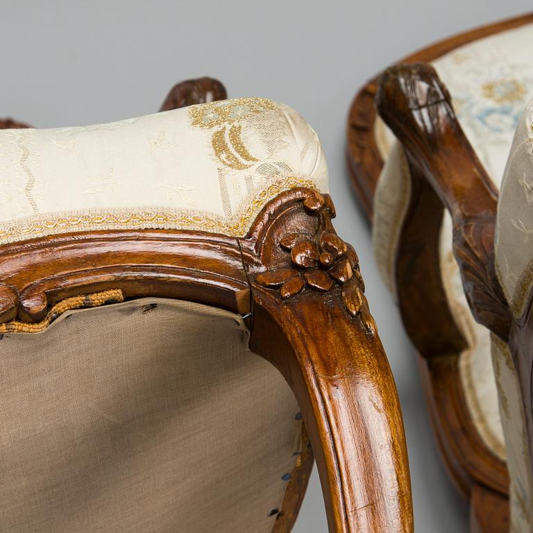 A pair of armchairs, late 19th century.