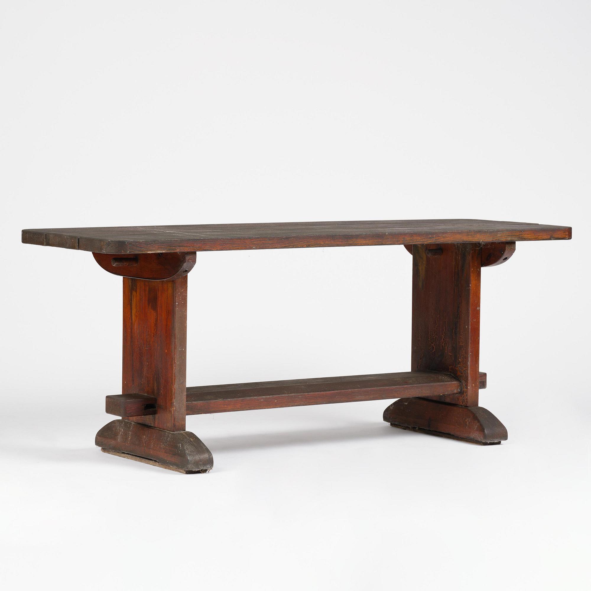 Axel Einar Hjorth, a stained pine "Skoga" table, Nordiska Kompaniet, Sweden, 1930s.