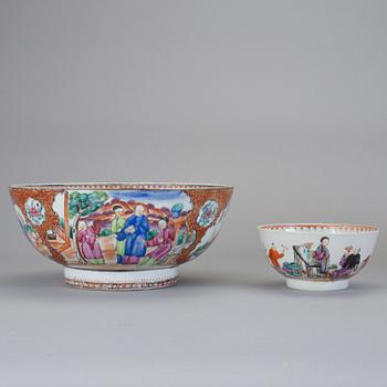 SKÅLAR, 2 st, kompaniporslin, sk Mandarinporslin, Kina, Qianlong (1736-95).