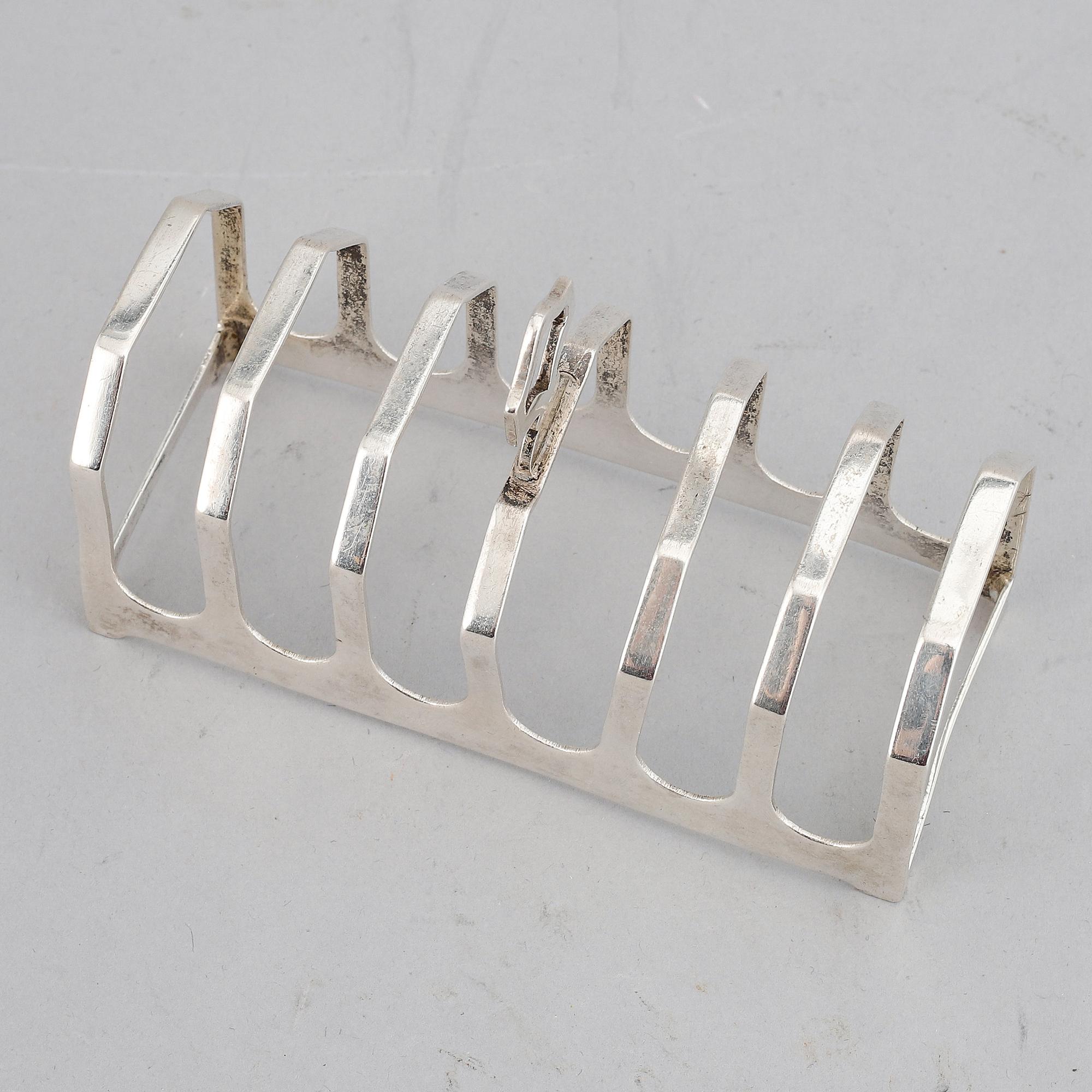 Emile Viner, toastrack, silver, Sheffield 1934.